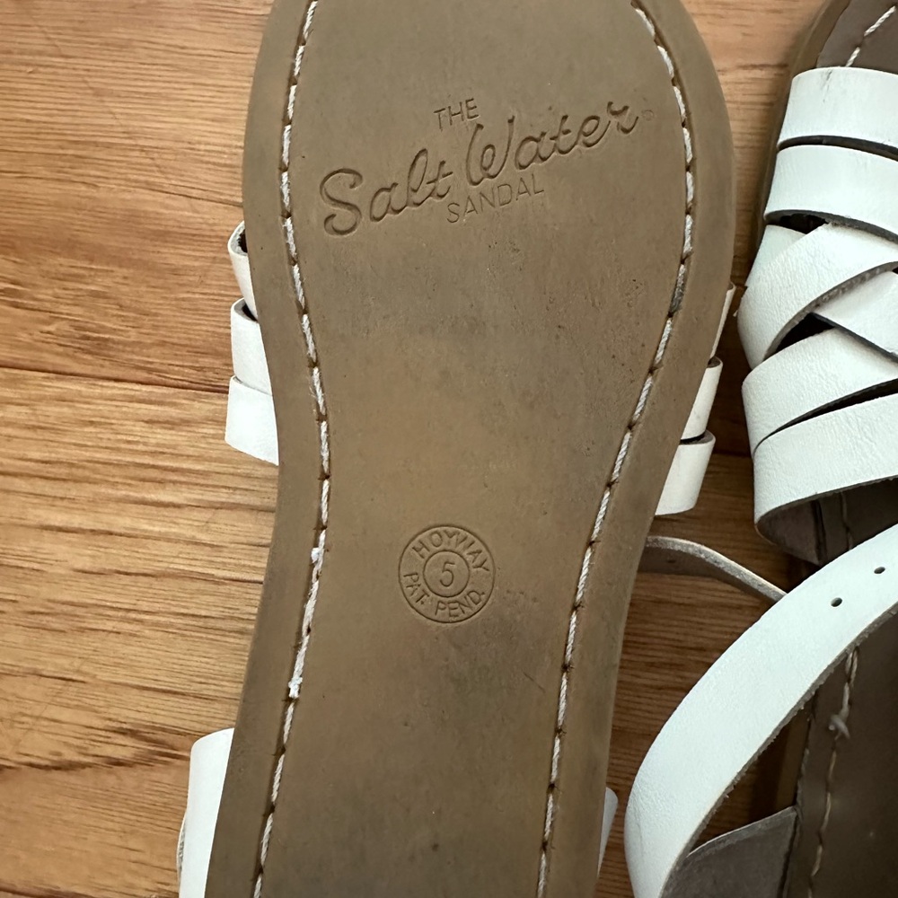 White Saltwater Sandals - Size 5 - Picture 3 of 3